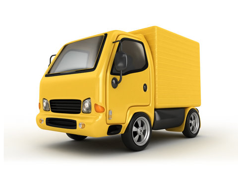 3D Yellow Van isolated