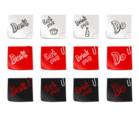 Color paper stickers template with phrases