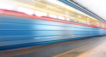 Abstract composition of moving metro vehicle