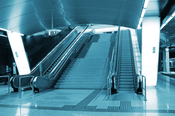 Modern metro station stairway