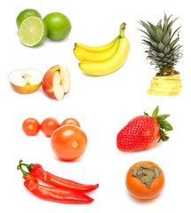 Fruit collection. Isolated on white