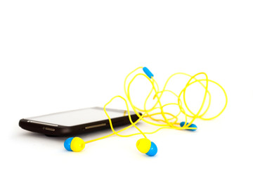 yellow headset with phone