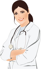 Beautiful young doctor with stethoscope vector illustration