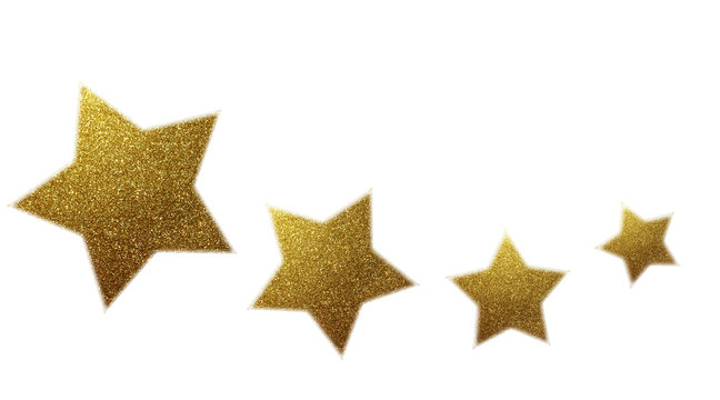 vier goldene Weihnachtssterne