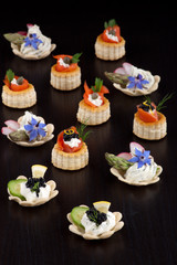 Assorted Mini Canapes over black