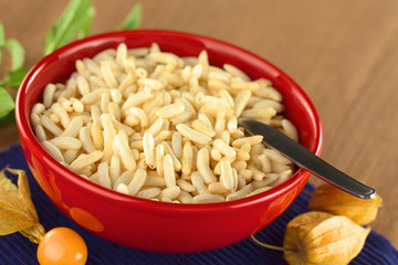 Puffed rice cereal surrounded by physalis berry