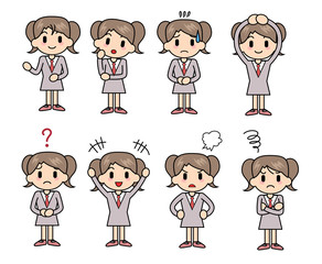 Collection of expressions of the girl