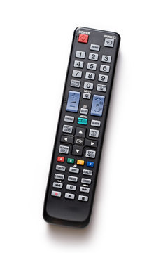 Black remote control on white