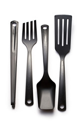 Kitchen utensils on the white background