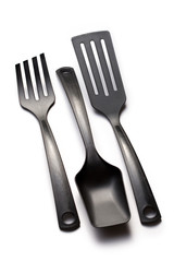 Kitchen utensils on the white background