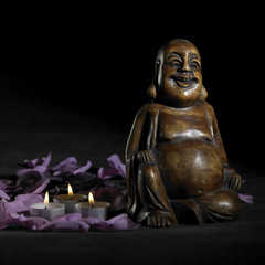 Buddha sculpture in dark back
