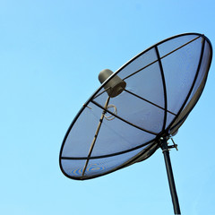 Satellite dish in blue sky