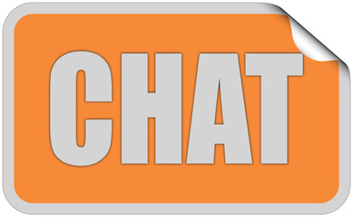 Sticker orange eckig curl oben CHAT