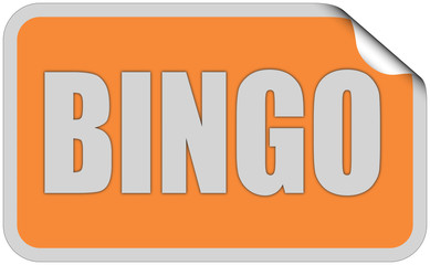 Sticker orange eckig curl oben BINGO