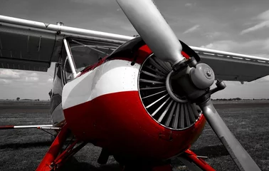 Foto auf Acrylglas Rot, Schwarz, Weiß Flugzeug