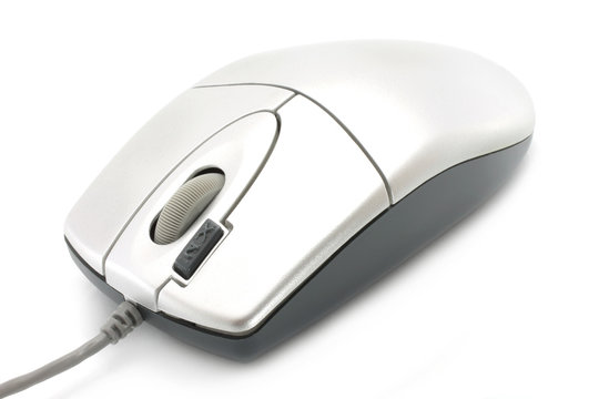 Computer mouse close-up on a white background