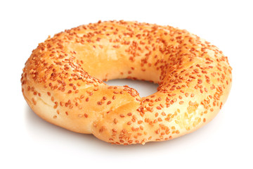 delicious bagel with sesame seeds isolated on white