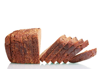 delicious sliced ​​rye bread isolated on white
