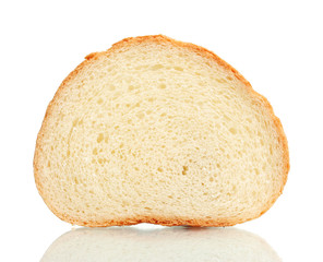 one slice of wheat bread isolated on white