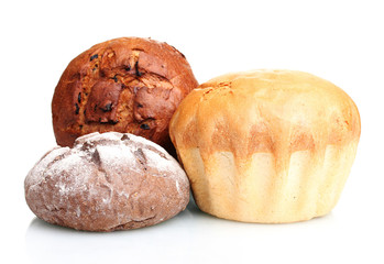 delicious breads isolated on white