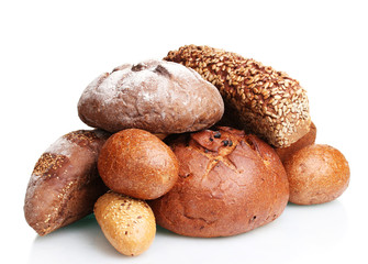 delicious rye breads isolated on white