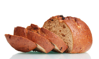 delicious sliced ​​rye bread isolated on white