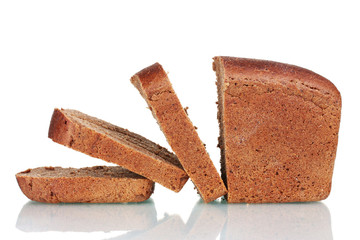 delicious sliced ​​rye bread isolated on white