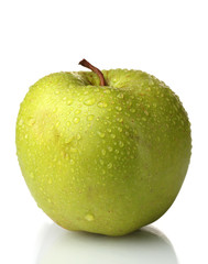ripe green apple isolated on white