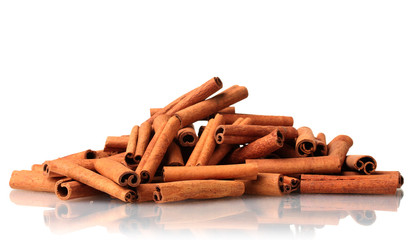 Cinnamon sticks isolated on white