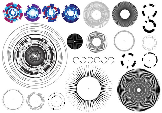Collection of circle design elements.