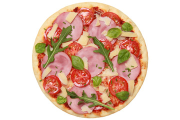 Pizza belegt mit Schinken