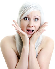 surprised girl isolated on white background