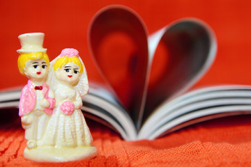 Wedding  couple model  and heart book