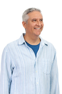 Handsome middle age man on a white background