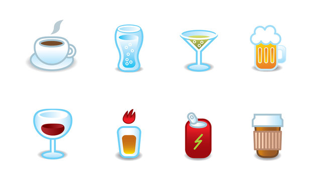 Restaurant menu drinks icon variations