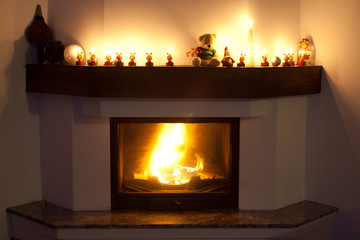 Fireplace and candles