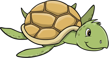 Sea Turtle Vector Art Illustration