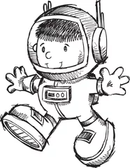 Foto op Plexiglas Astronaut Bot Sketch Doodle Vector Art Illustration © Blue Foliage