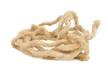 Bundle of Jute Rope Isolated on White Background