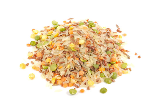 Pile of Whole Grains & Beans Mix (Rice, Split Peas, Lentils)