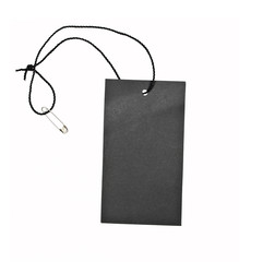 Empty black paper tag isolated on white background