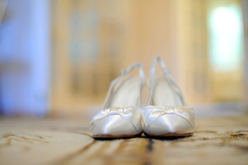 Elegant pair of woman's wedding shoes
