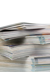 stacks of magazines isolated on white