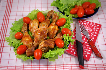 Fried chicken with vegetables