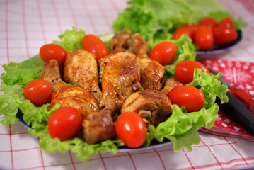 Fried chicken with vegetables