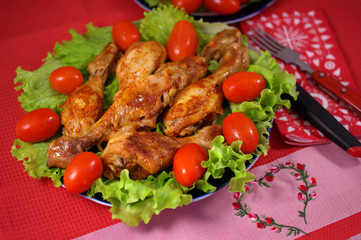 Fried chicken with vegetables