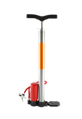 Fototapeta premium Bicycle air pump with red air bottle.