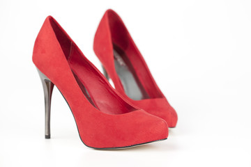 Red high heels isolated