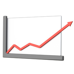 Abstract business graph - red arrow up 3d