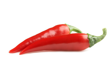 Two pods of red hot pepper